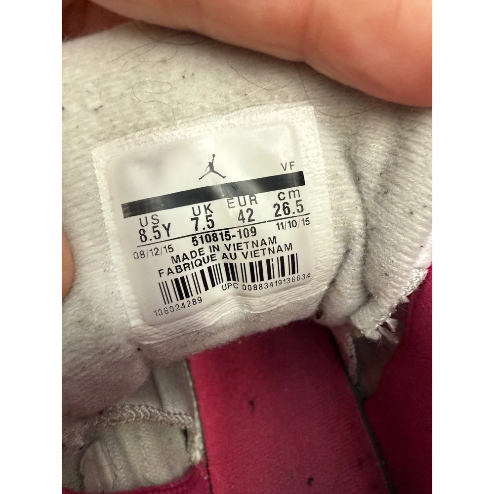 Nike Air Jordan 12 Retro Dynamic Pink White Sneakers 510815-109‎ 8.5Y